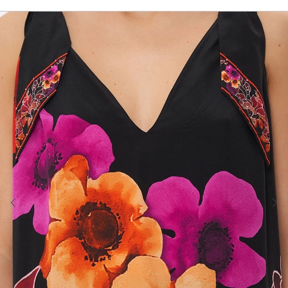 Camilla Silk Scarf Tie Top Midnight Poppy NWOT - Picture 2 of 8